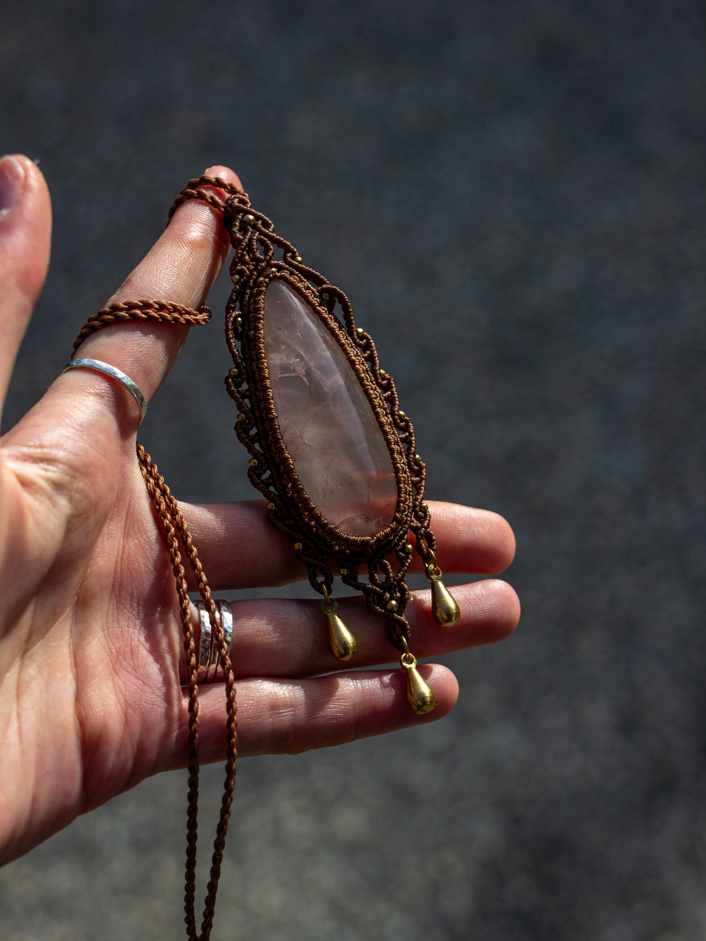 Rose Quartz macrame necklace