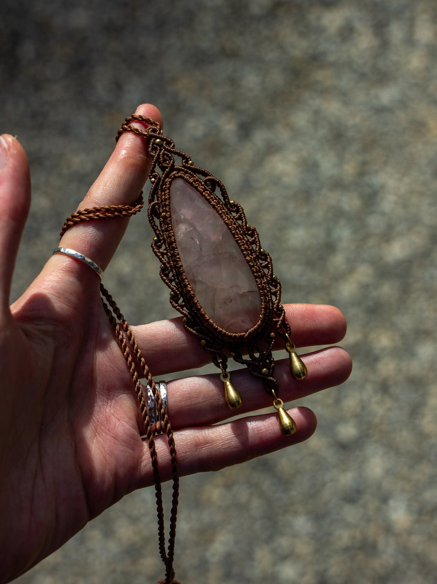 Rose Quartz macrame necklace