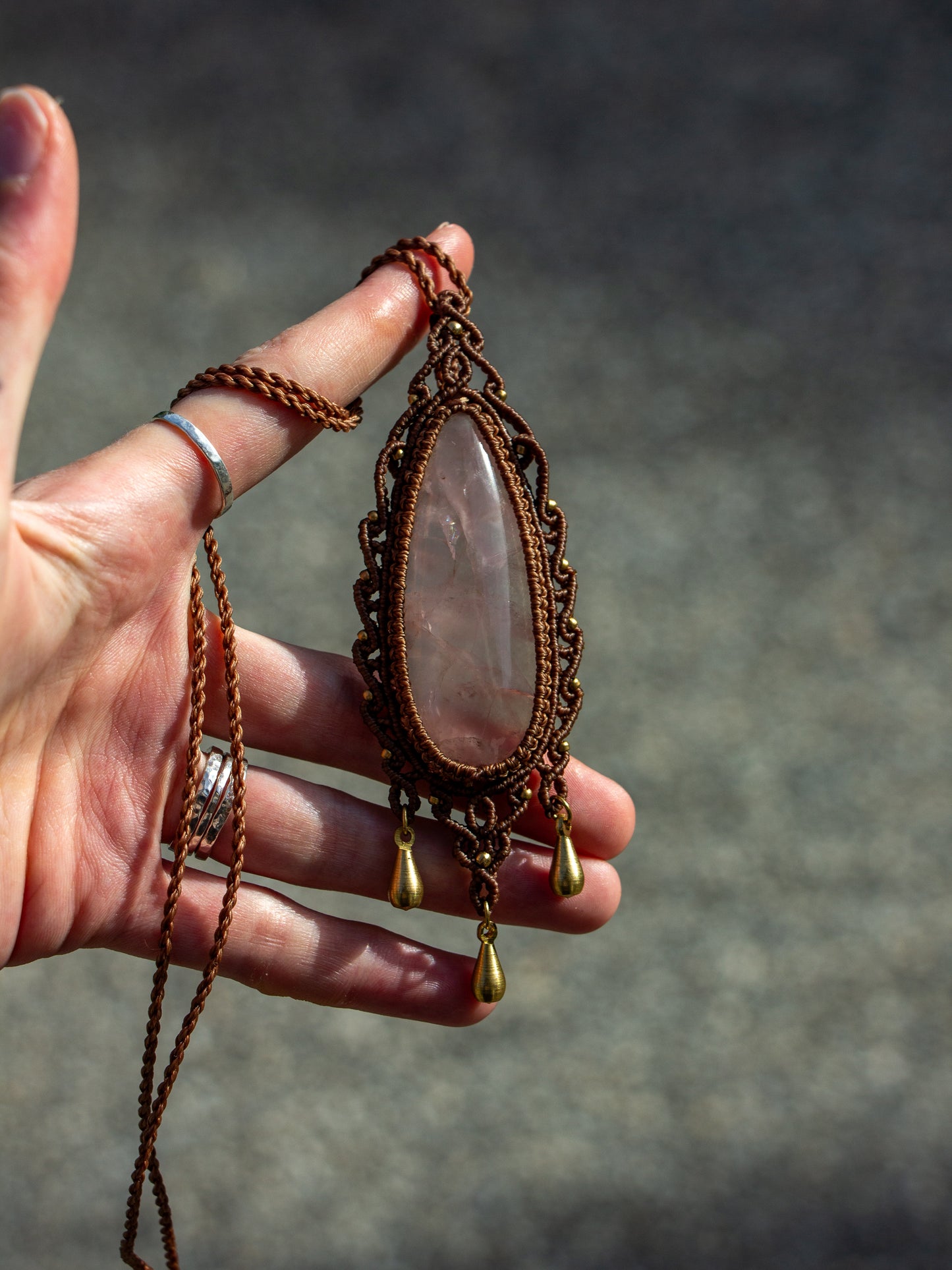 Rose Quartz macrame necklace