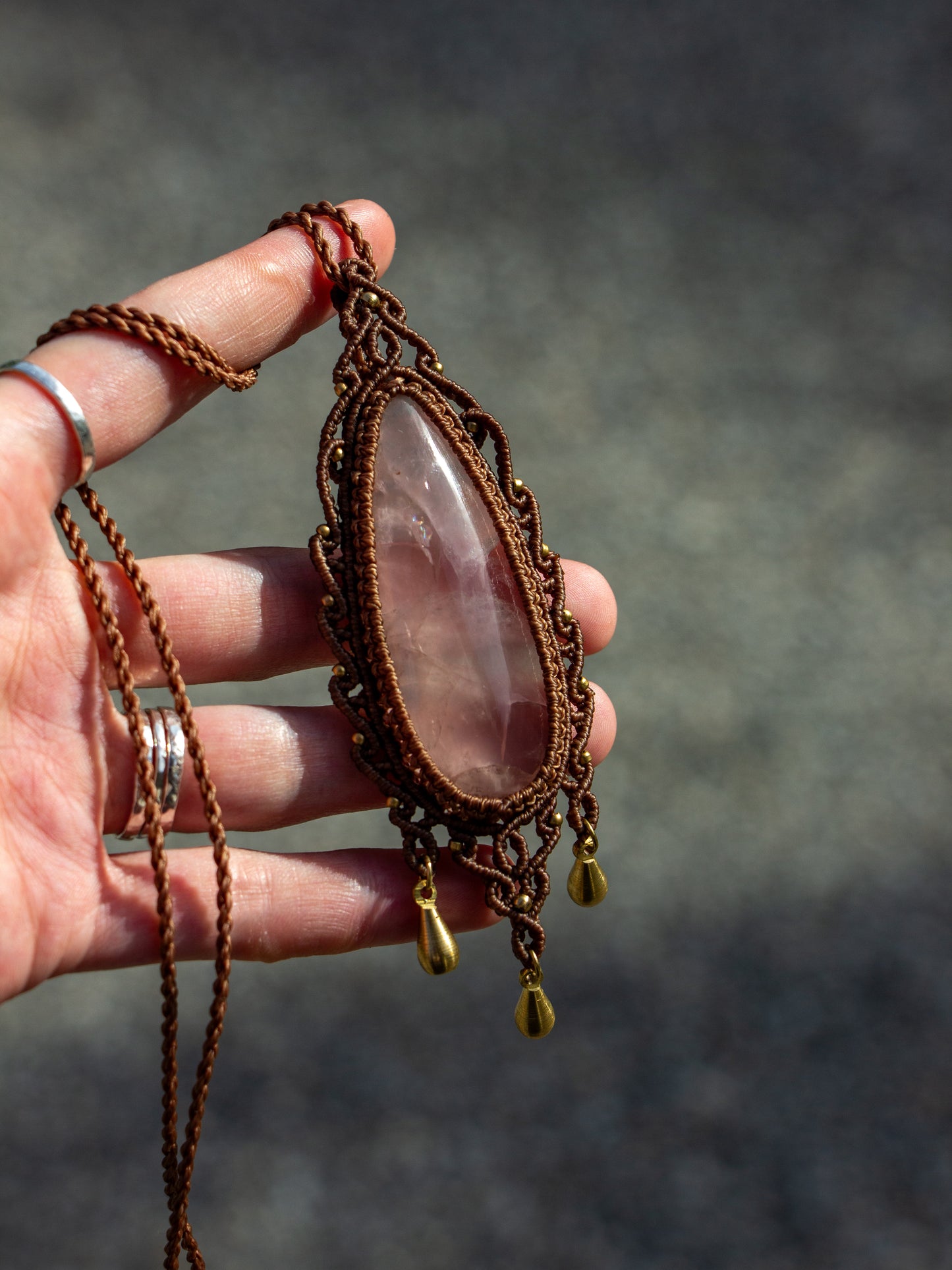 Rose Quartz macrame necklace