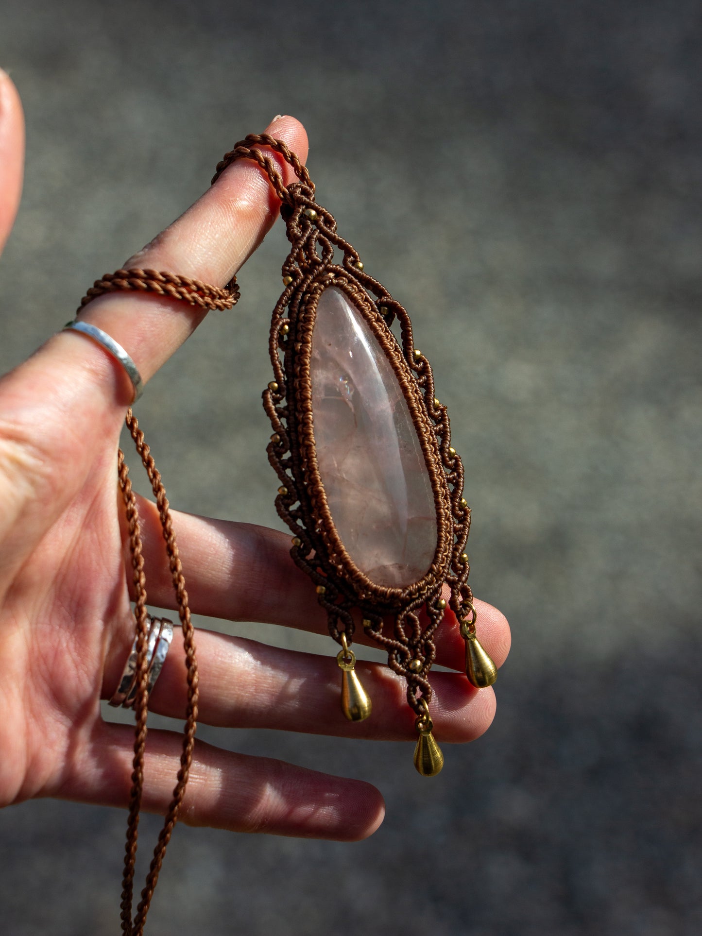 Rose Quartz macrame necklace