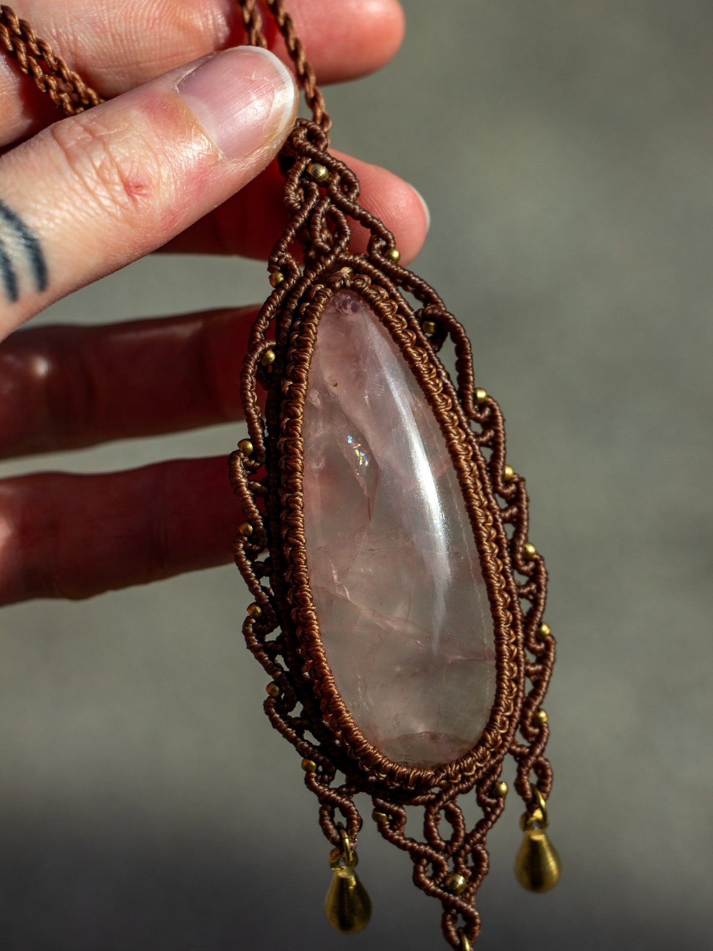 Rose Quartz macrame necklace