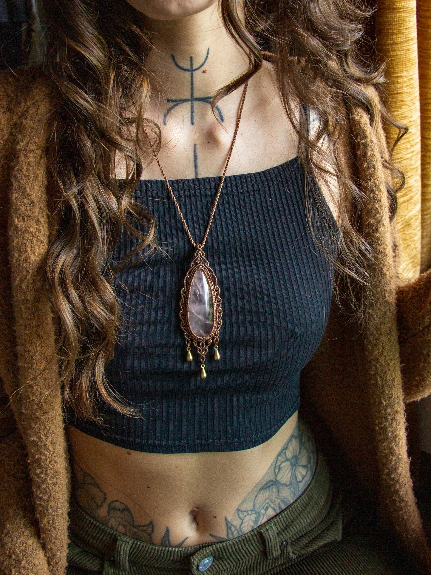 Rose Quartz macrame necklace