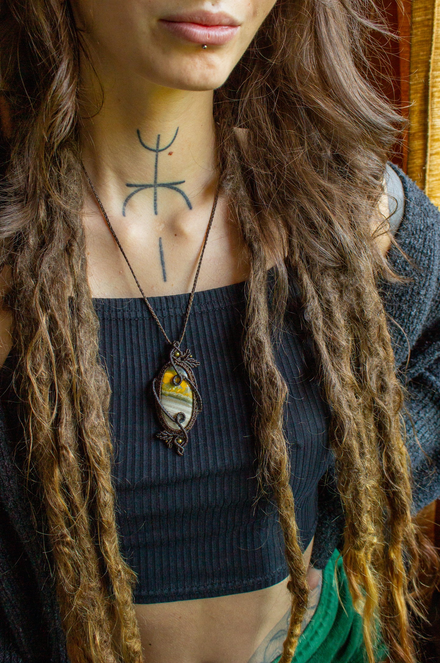 Kayla • Bumble Bee Jasper macrame necklace