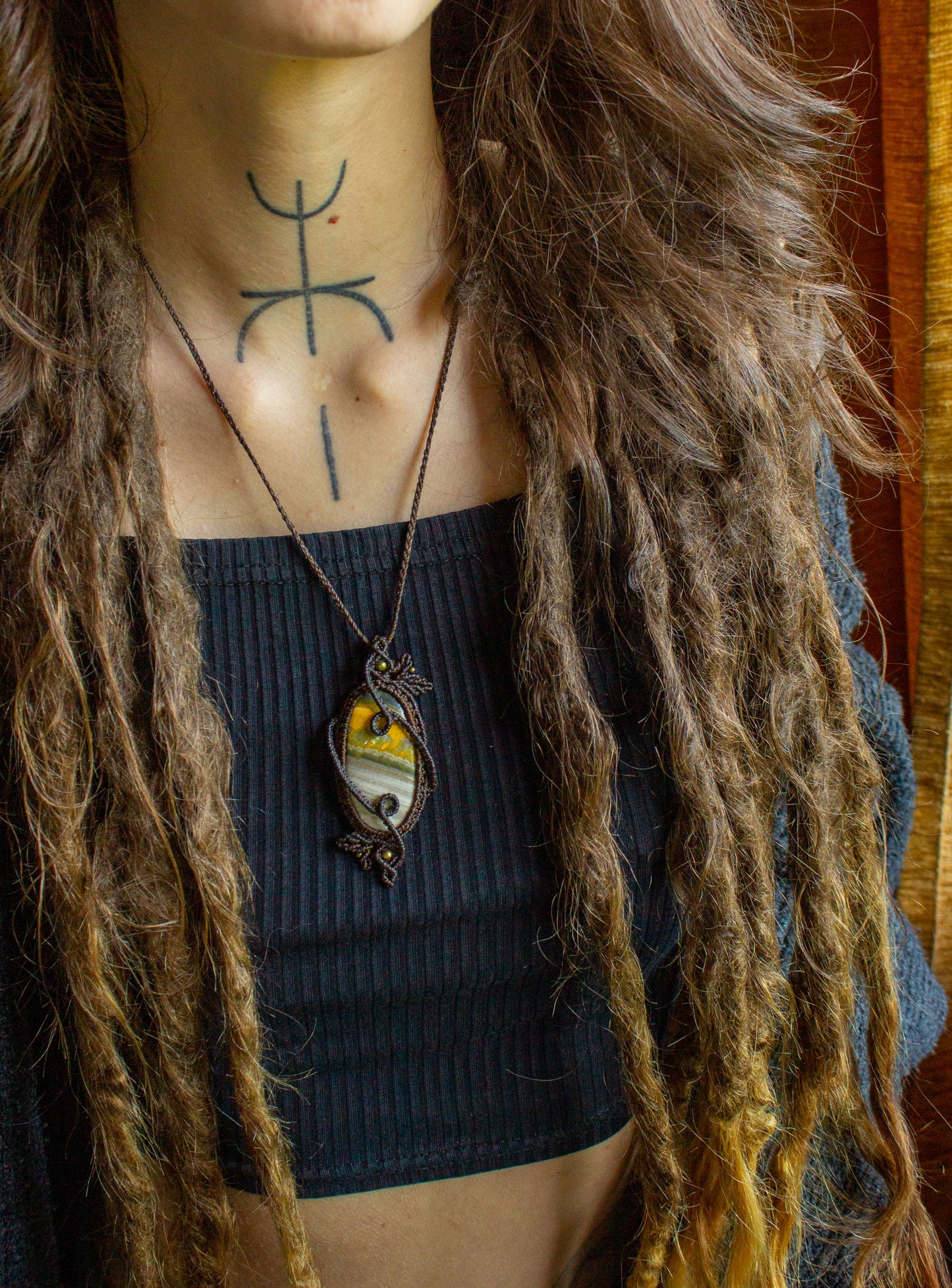 Kayla • Bumble Bee Jasper macrame necklace