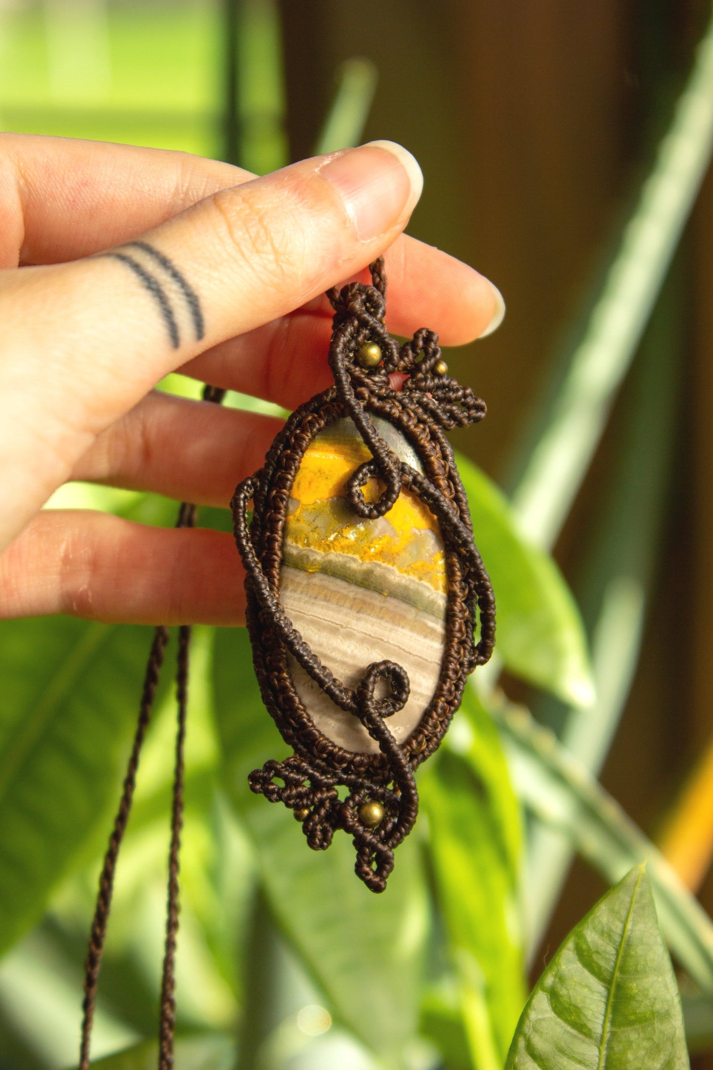 Kayla • Bumble Bee Jasper macrame necklace