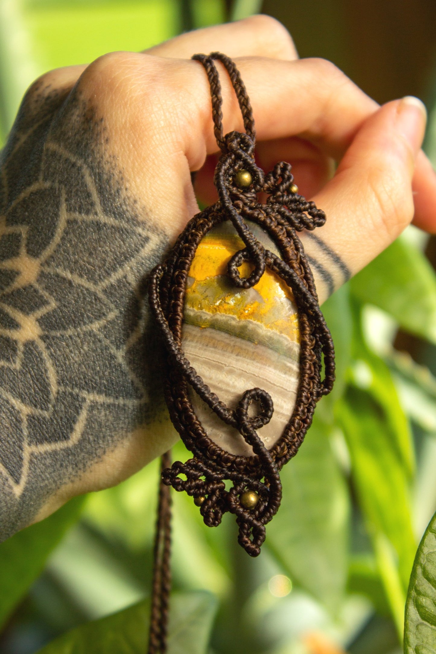 Kayla • Bumble Bee Jasper macrame necklace