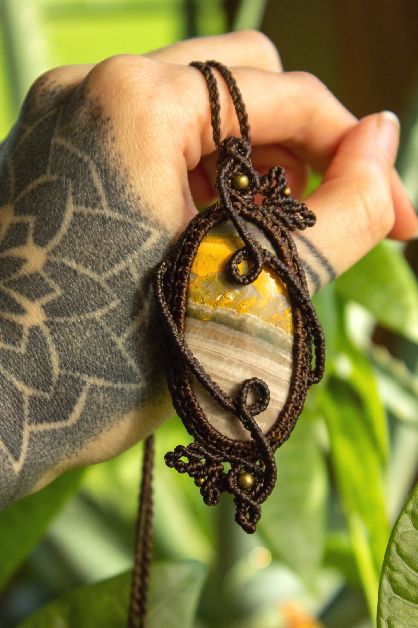 Kayla • Bumble Bee Jasper macrame necklace