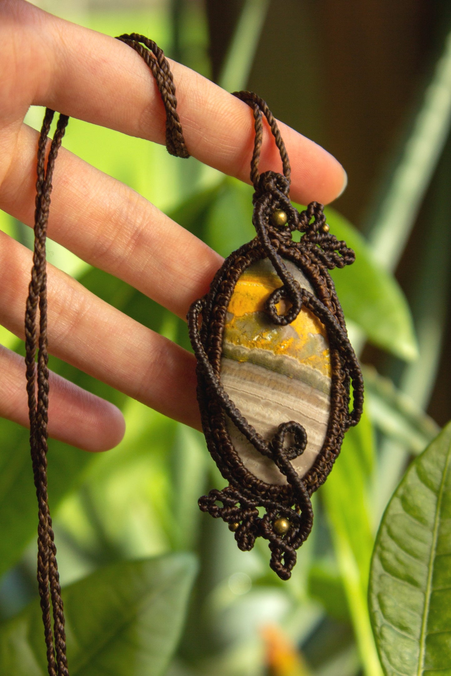 Kayla • Bumble Bee Jasper macrame necklace