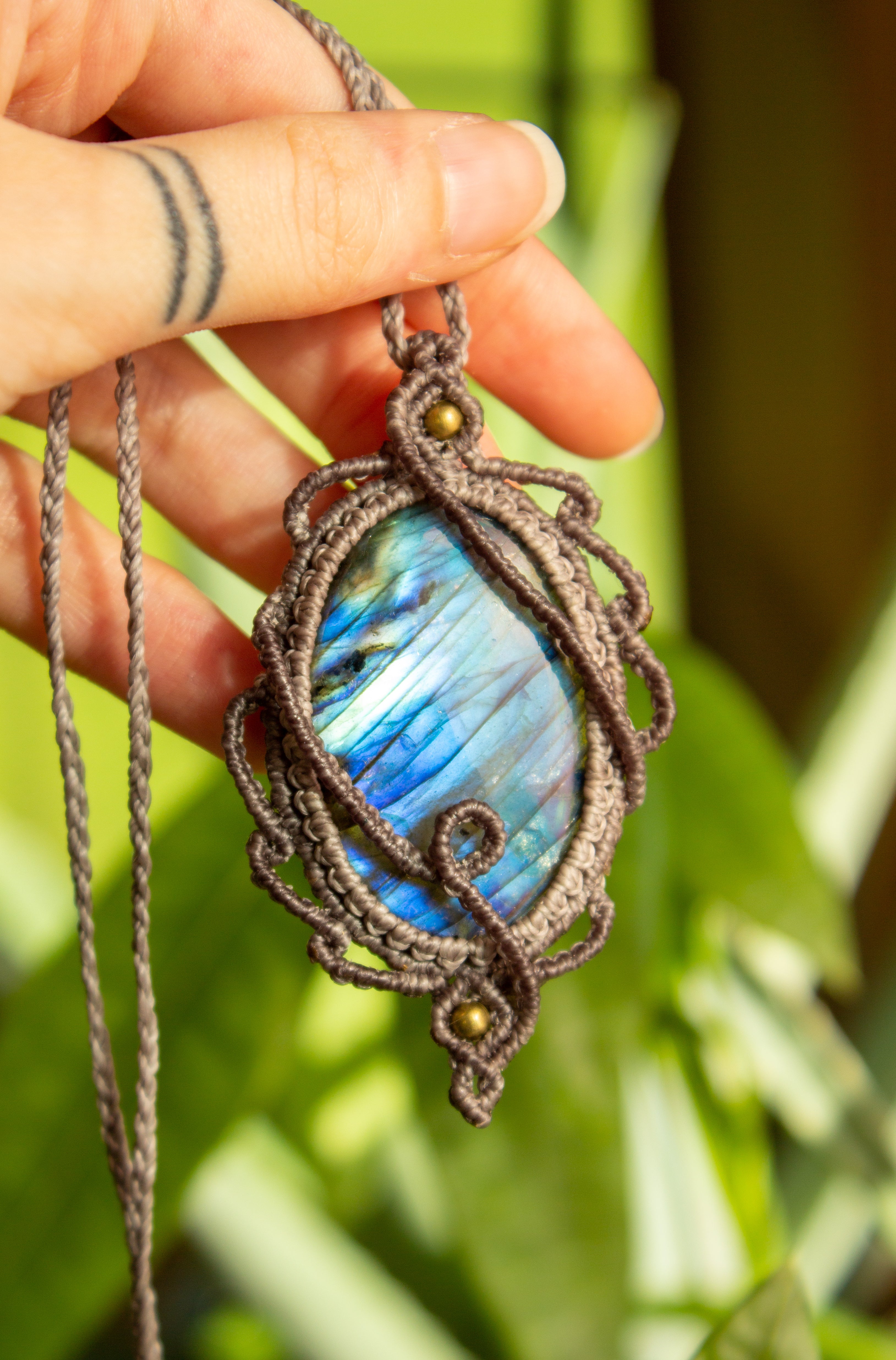 Labradorite clearance macrame necklace